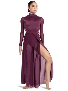 Tenth House Sirius Lyrical Dance Jumpsuit Dress Maroon Party Festival Sheer M